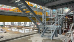 Galvanized Energy from Waste access walkway with guarding and open-mesh flooring